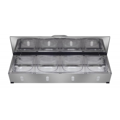 Condimentadora Pizzarola Inox 4 Cubas Acrílico Tampa Reta - Aisa